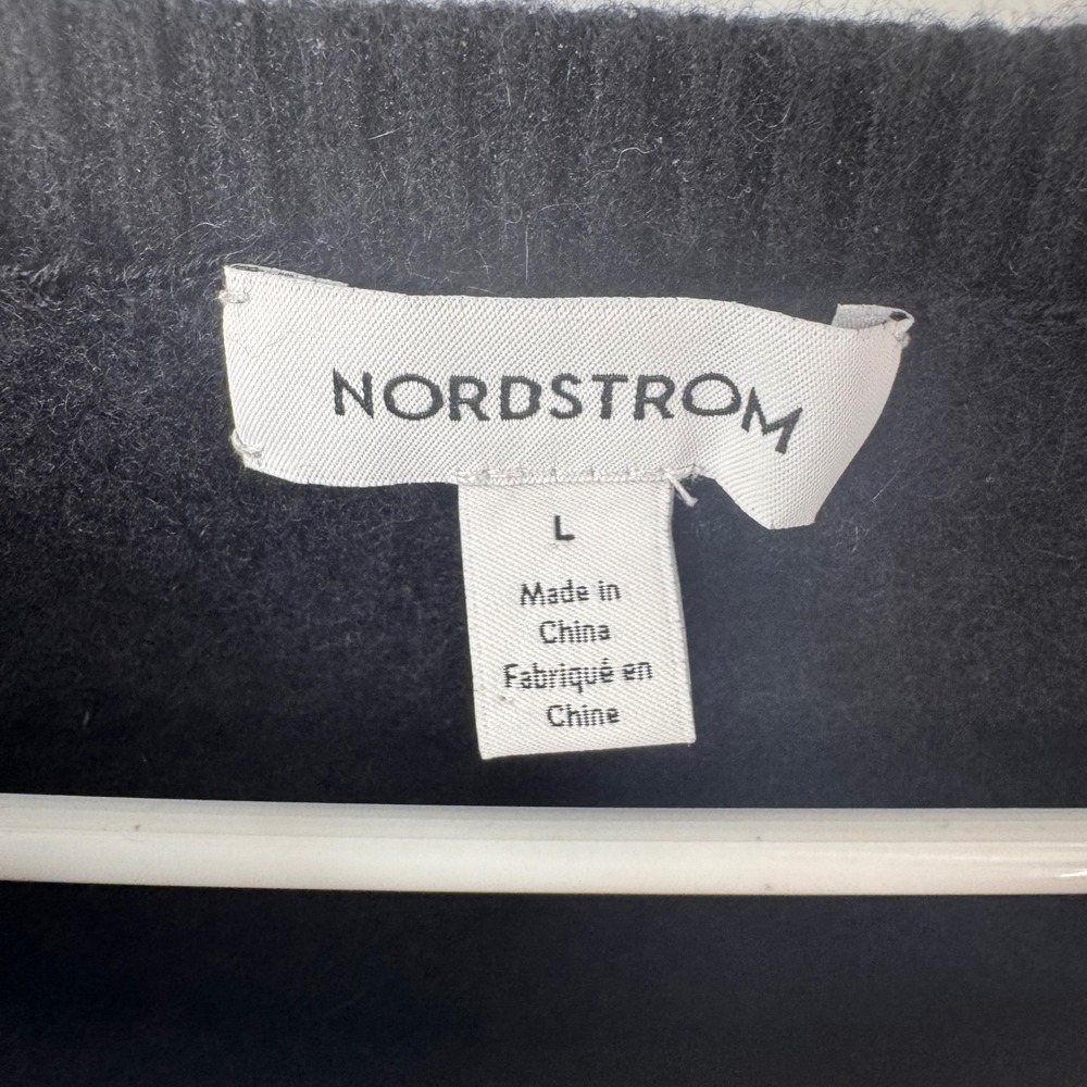 Nordstrom Womens 100% Cashmere Puff Sleeve Boat Neck Sweater Black Large L - Picture 6 of 9